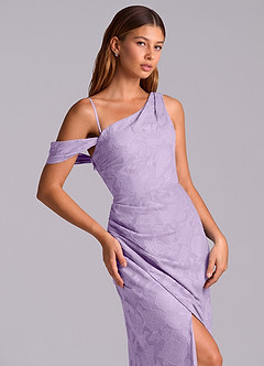 Azazie Madelyn Final Sale Lilac Mermaid One Shoulder Floral Burnout Convertible Dress image2