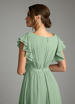Azazie Daphne Modest Bridesmaid Dresses A-Line Ruffled Chiffon Floor-Length Dress image6
