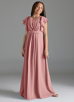 Azazie Daphne Junior Dusty Rose A-Line Pleated Chiffon Dress image4