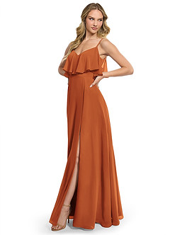 Azazie Jean Robes de demoiselle d'honneur Robe Trapèze Convertible en Mousseline de soie Cannelle image4