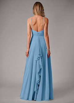 Azazie Amalia Bridesmaid Dresses Steel Blue A-Line Pleated Chiffon Dress image6