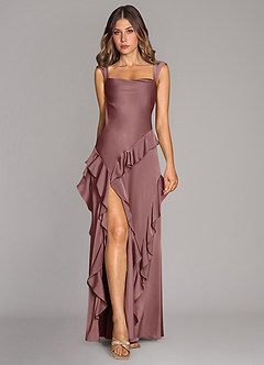 Azazie Sloane Bridesmaid Dresses Vintage Mauve A-Line Sweetheart Neckline Stretch Satin Dress image1