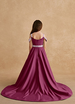 Azazie Jodi Flower Girl Dresses Mulberry A-Line Matte Satin Dress image2