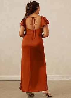 Christian Siriano Bridal for Azazie 1005 Bridesmaid Dresses Burnt Orange Sheath Sweetheart Neckline Stretch Satin Dress image30