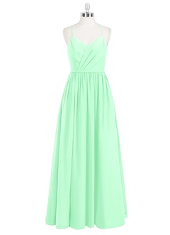 Azazie Cora Bridesmaid Dresses Mint Green A-Line Pleated Chiffon Dress image22