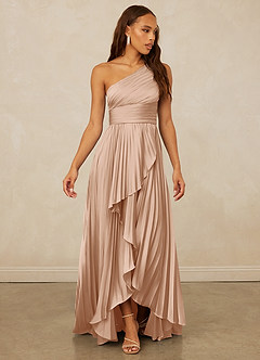 Christian Siriano Bridal for Azazie 1008 Bridesmaid Dresses English Rose A-Line One Shoulder Stretch Satin Dress image3