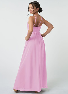 Azazie Leighton Junior Vestido de Rosa Caramelo de Gasa de Corte en A con Plisado image5