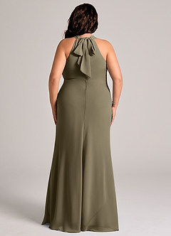 Azazie Doretta Bridesmaid Dresses Willow Green Mermaid Pleated Chiffon Dress image7