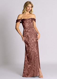 Azazie Saige Brudtärnklänningar Klä av Sjöjungfru i Jacquard Av axeln Espresso image5