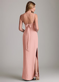 Azazie Mai Bridesmaid Dresses Rosette Sheath Pleated Chiffon Dress image2