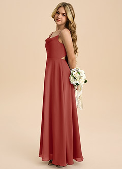 Azazie Shale Junior Robe Trapèze en Mousseline de soie Arc Terracotta image1