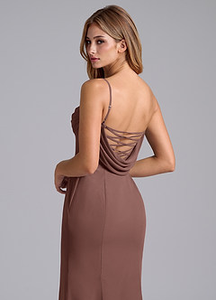 Azazie Wynni Vestidos de damas de honor Vestido de Expresado de Gasa de Corte Sirena con Corsé image2