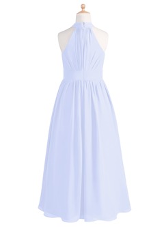 Azazie Iman A-Line Pleated Chiffon Floor-Length Junior Bridesmaid Dress image7
