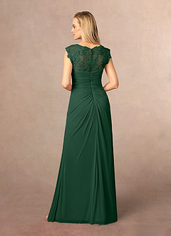 Azazie Jovie Mother of the Bride Dresses Dark Green A-Line Lace Dress image3