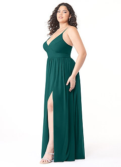 Azazie Aaida Bridesmaid Dresses Peacock A-Line Corset Chiffon Dress image9
