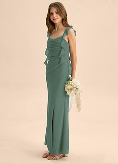 Azazie Jessamine Junior Eucalyptus Mermaid Sweetheart Neckline Chiffon Dress image5