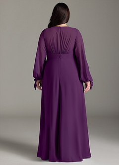 Azazie Matilda Robes de demoiselle d'honneur Robe Trapèze en Mousseline de soie Manche longue Grain De Raisin image10