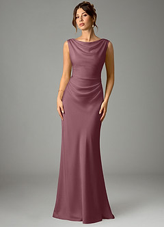 Azazie Kieryn Bridesmaid Dresses Amethyst Mermaid Pleated Stretch Satin Dress image1