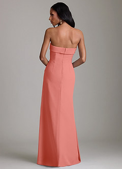 Azazie Aretha Bridesmaid Dresses Salmon Pink A-Line Strapless Chiffon Dress image2