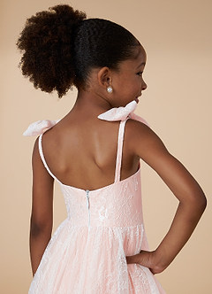 Azazie Tilly Flower Girl Dresses Diamond White Blushing Pink A-Line Lace Dress image5