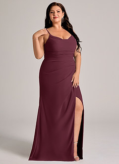 Azazie Deandra Bridesmaid Dresses Cabernet Mermaid Pleated Chiffon Dress image11