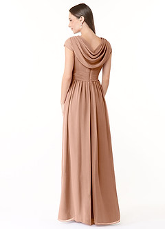 Azazie Organa Robes de demoiselle d'honneur Robe Trapèze en Mousseline de soie Plissée Champagne Rosé image4
