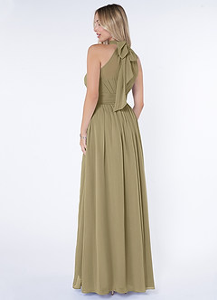 Azazie Iman Bridesmaid Dresses Moss Green A-Line A-Line Ruched Chiffon Dress image5