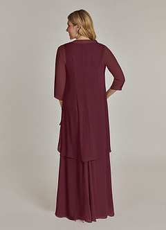 Azazie Manuella Mother of the Bride Dresses Cabernet A-Line V-Neck Pleated Chiffon Dress image2