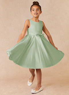 Azazie Coco Flower Girl Klänningar Klänning A-Line i Matt satäng Rosett image1