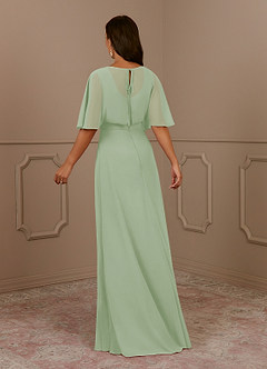 Azazie Oksana Abiti per la Madre della Sposa Abito A-Line in Chiffon con Scollo a V a Pieghe Verde Salvia image3