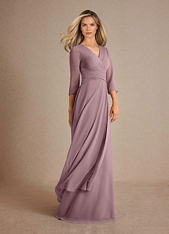 Azazie Mayfield Mother of the Bride Dresses Dusty Rose A-Line Pleated Chiffon Dress image2
