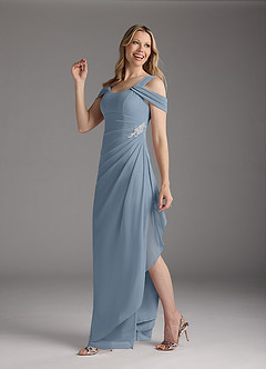 Azazie Weitzman Mother of the Bride Dresses Dusty Blue Sheath Sequins Mesh Dress image1