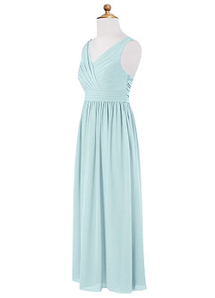 Azazie Kora Junior Sea Glass A-Line Pleated Chiffon Dress image7