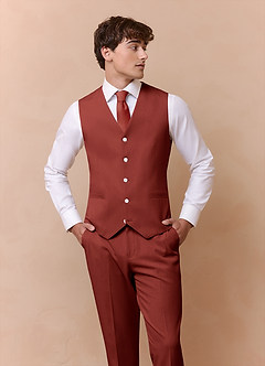 front James Terracotta Structured Stretch Suit Vest