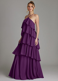 Azazie Deena Bridesmaid Dresses Grape A-Line Ruched Chiffon Dress image5