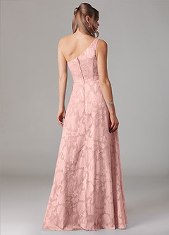Azazie Ellianna Jurken voor bruidsmeisjes Jurk van Bloemen Burn-out met A-lijn One-shoulder Poederroze image2