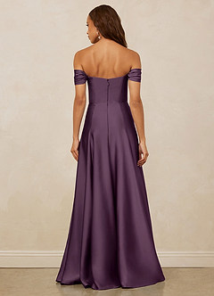 Christian Siriano Bridal for Azazie 1002 Bridesmaid Dresses Plum A-Line Off the Shoulder Stretch Satin Convertible Dress image6