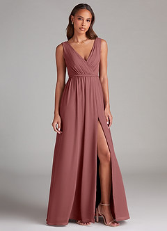 Azazie Tanicia Brautjungfernkleider A-Linie Plissee Chiffon Kleid Amethyst image4