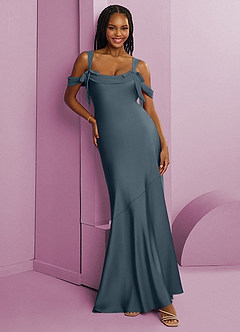 Barbie ♥ Azazie Bridesmaid Dresses Twilight Sheath Pleated Stretch Satin Dress image8