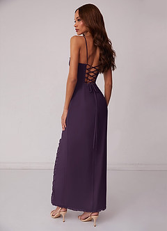 Barbie ♥ Azazie Bridesmaid Dresses Plum Sheath Corset Chiffon Dress image3