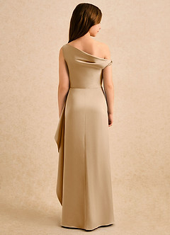 Azazie Avalia Girls Formal Finale sale Kolom Jurk van Stretch Satijn Off the Shoulder Goud image2