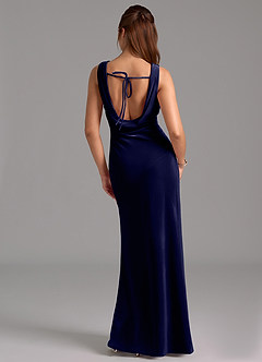Azazie Rylina Robes de demoiselle d'honneur Robe Sirène en velours Arc Bleu Marine Foncé image2