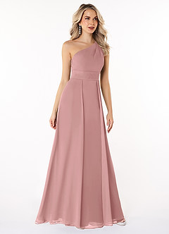 Azazie Dallas Bridesmaid Dresses Dusty Rose A-Line One Shoulder Chiffon Dress image3