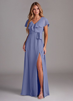 Azazie Lainey Bridesmaid Dresses Lavender A-Line with Pockets Chiffon Dress image3