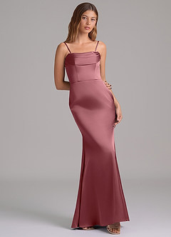 Azazie Miley 신부 들러리 드레스 인어 오프 더 숄더 스트레치 새틴 바닥 길이 드레스 image8