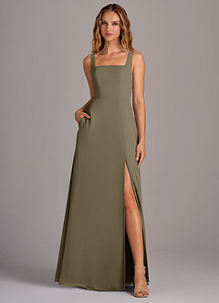 Azazie Debra Bridesmaid Dresses Willow Green A-Line with Pockets Chiffon Convertible Dress image5