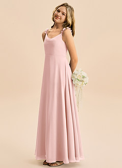 Azazie Elodie Junior Powder Pink A-Line Chiffon Dress image5