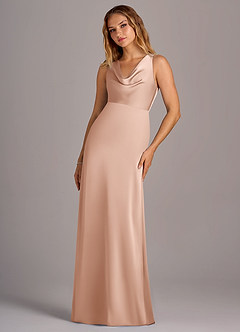 Azazie Wrenlee Brautjungfernkleider A-Linie Stretch-Satin Kleid Roségold image5