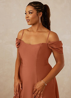 Christian Siriano Bridal for Azazie 1002 Robes de demoiselle d'honneur Robe Trapèze Convertible en Satin extensible Épaule décolletée Rose De Cèdre image9