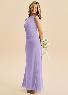 Azazie Floris Junior Lilac A-Line Pleated Chiffon Dress image5